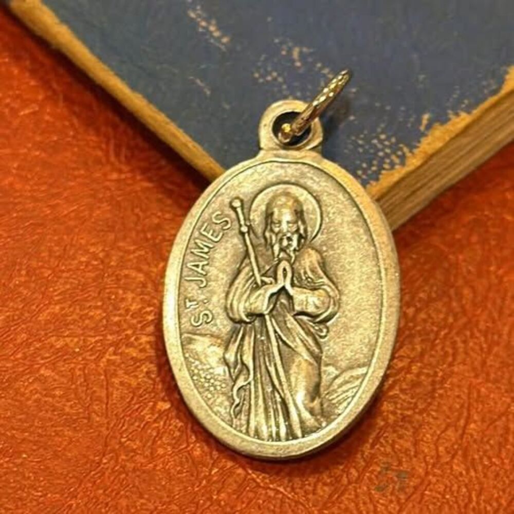 Vintage St James Medal Patron Saint of Hikers Camino de Santiago Italy Pendant